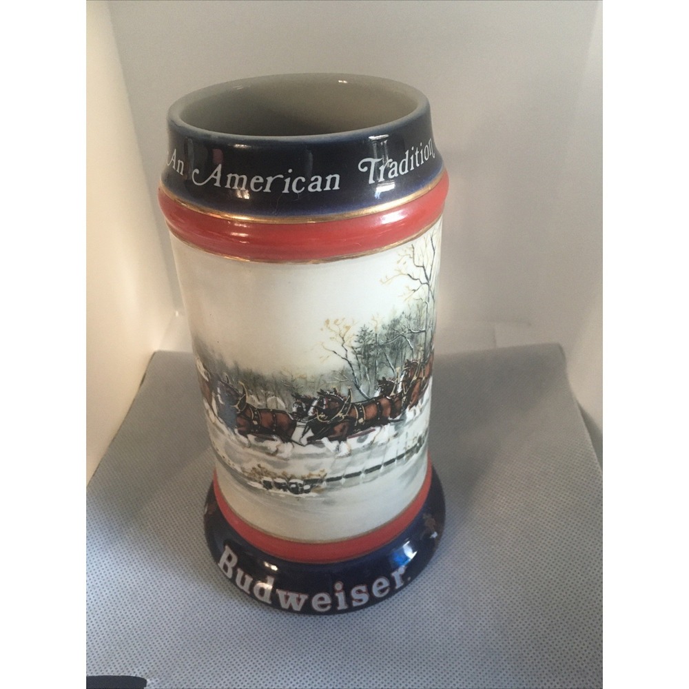 Vintage 1990 Budweiser Collector Series Beer Stein Mug "An American Tradition"